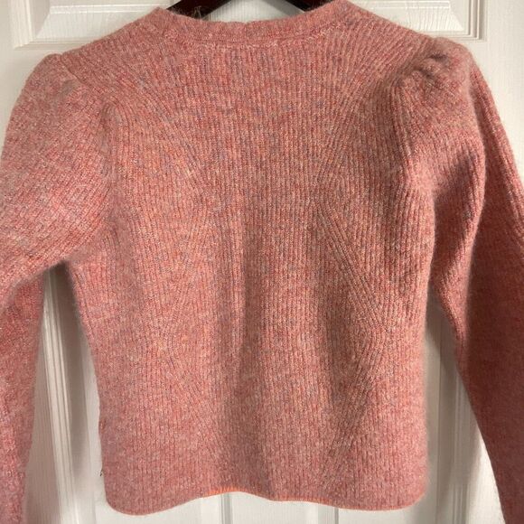 Scotch Soda Amsterdam Women L Cardigan Peach Sparkle Wool Blend Sweater Fuzzy N3 - Picture 4 of 12